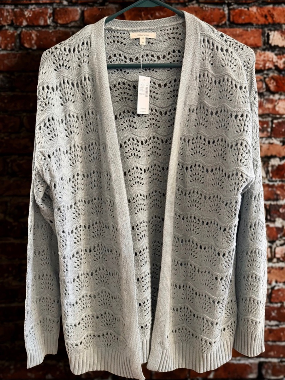 NWT Maurices Elegant Sage Green Open-Front Sweater